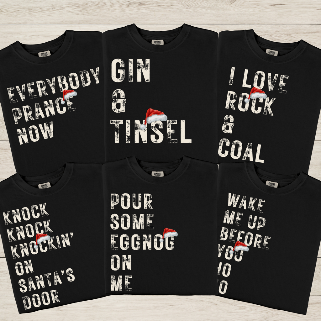Christmas Song Pun T-Shirts – Distressed Style Group & Family Christmas Shirts