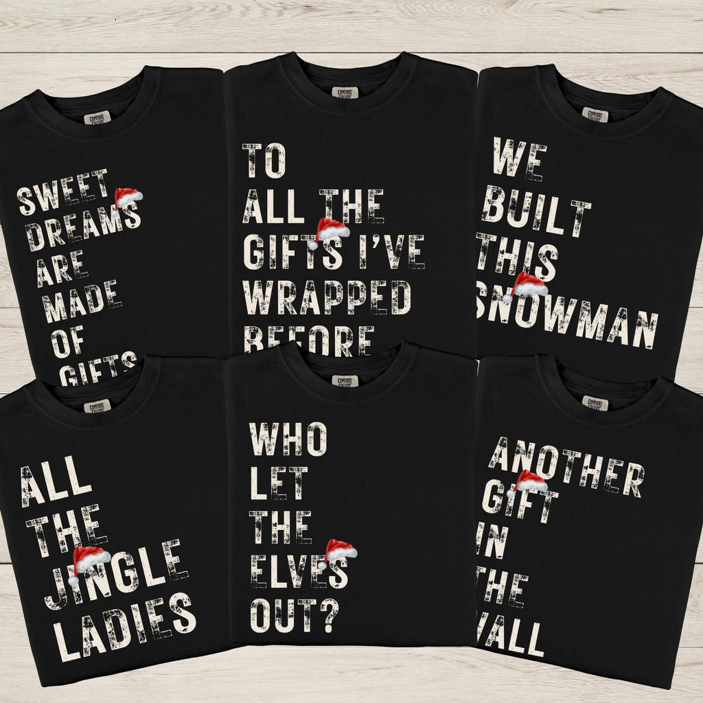 Christmas Song Pun T-Shirts – Distressed Style Group & Family Christmas Shirts