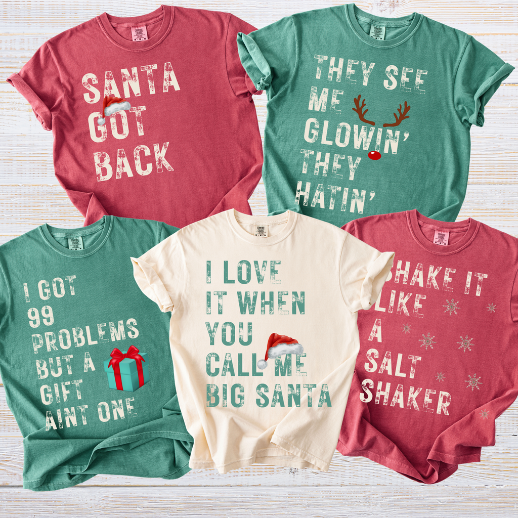 Christmas Song Pun T-Shirts – Distressed Vintage-Style Group & Family Christmas Shirts