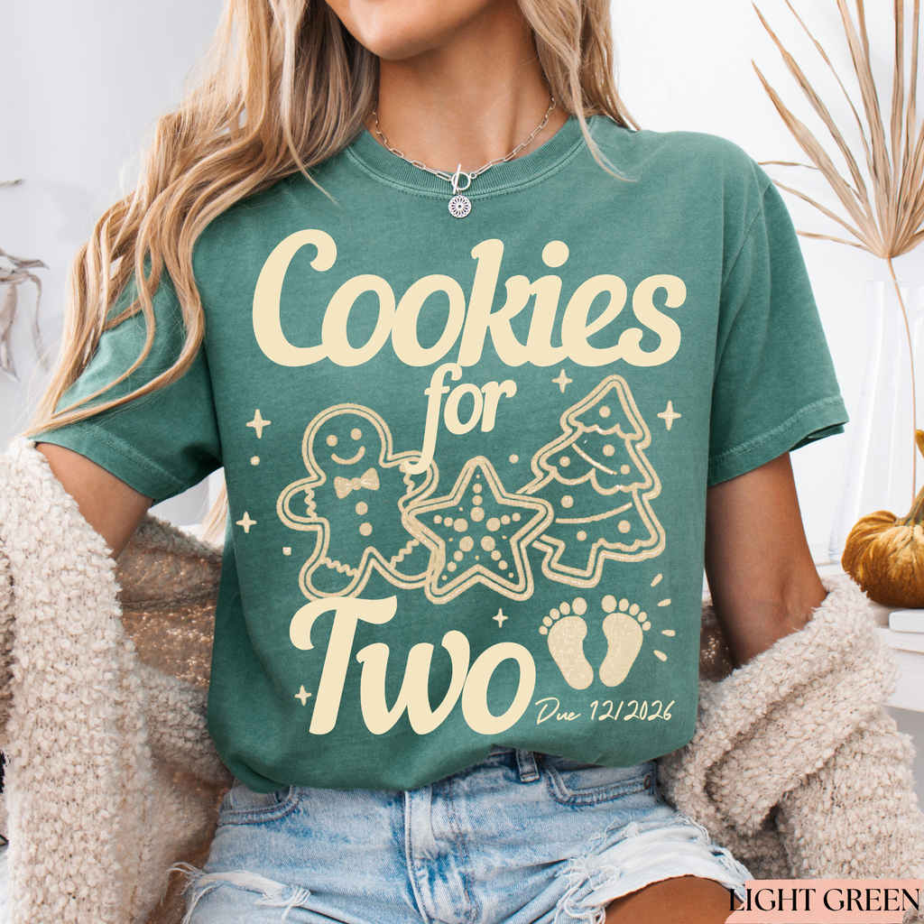 Cookies for Two Christmas Pregnancy Announcement Shirt