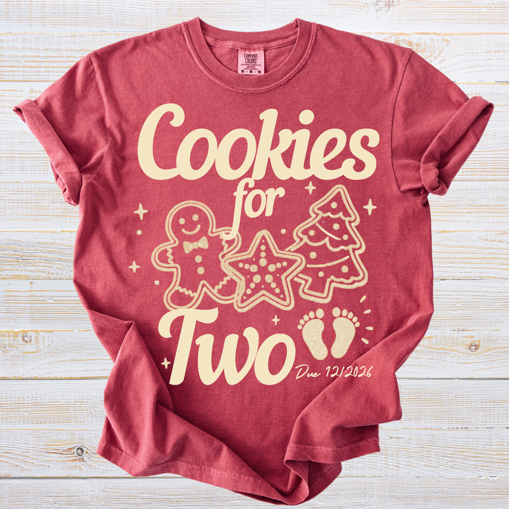 Cookies for Two Christmas Pregnancy Announcement Shirt