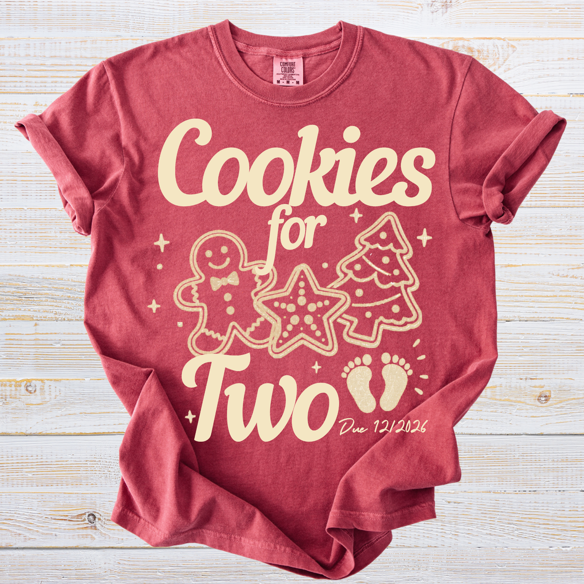 Cookies for Two Christmas Pregnancy Announcement Shirt