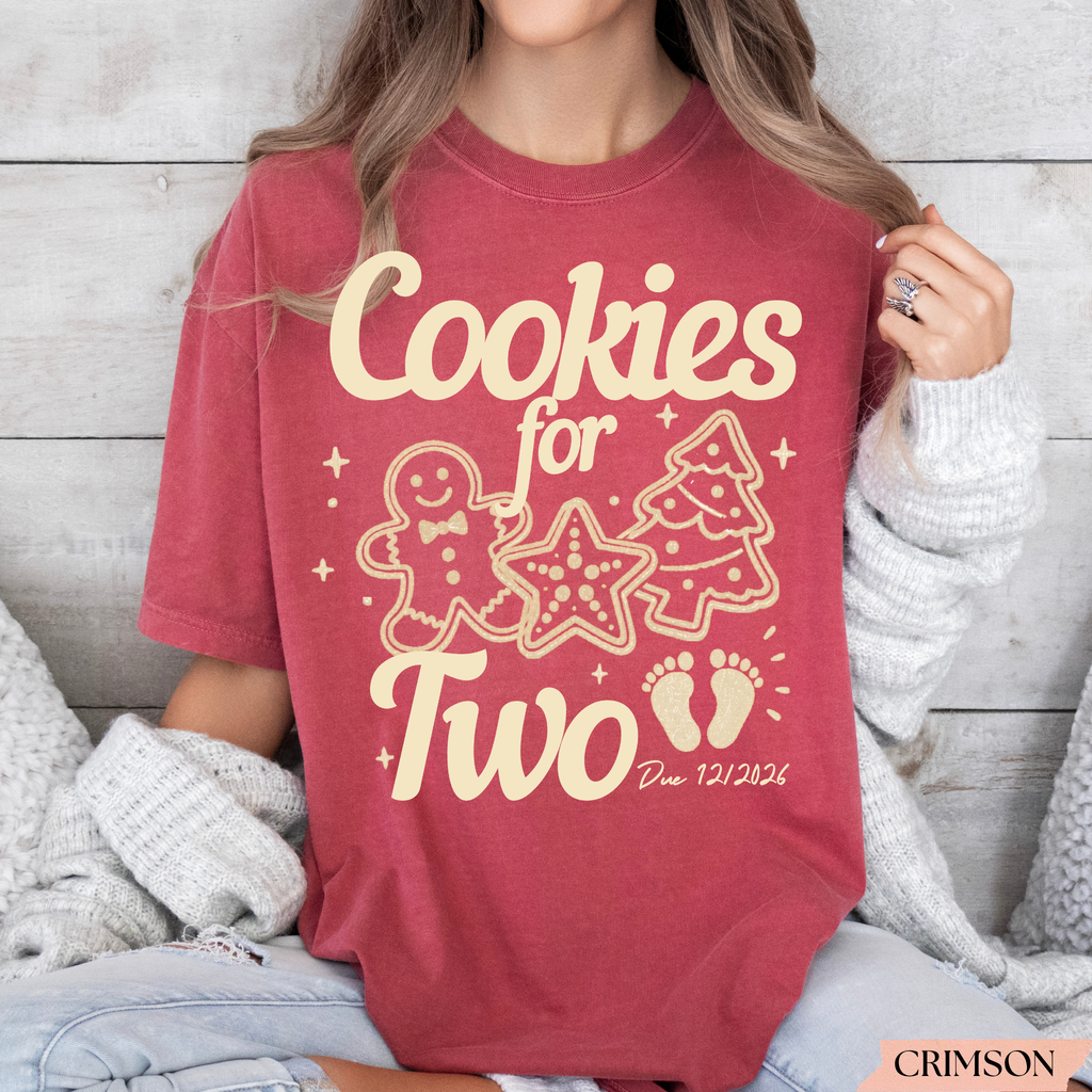 Cookies for Two Christmas Pregnancy Announcement Shirt