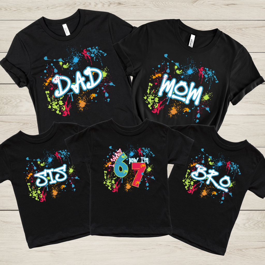 I Was 6 Now I'm 7 Birthday Shirt | Funny 7th Birthday Paint Splatter T-Shirt