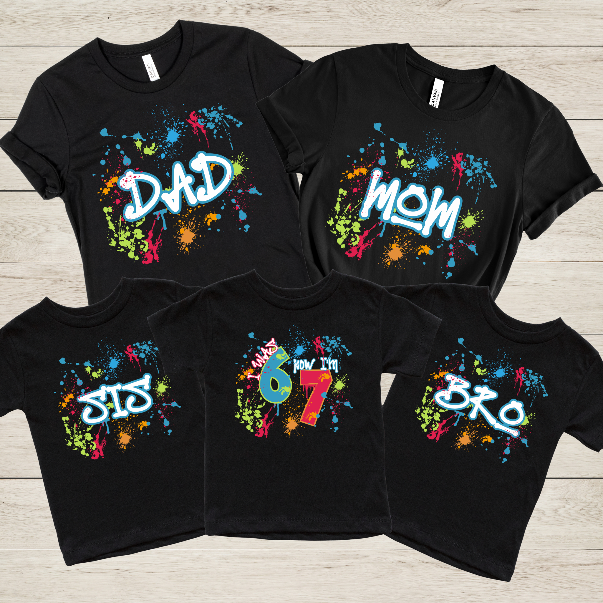 I Was 6 Now I'm 7 Birthday Shirt | Funny 7th Birthday Paint Splatter T-Shirt
