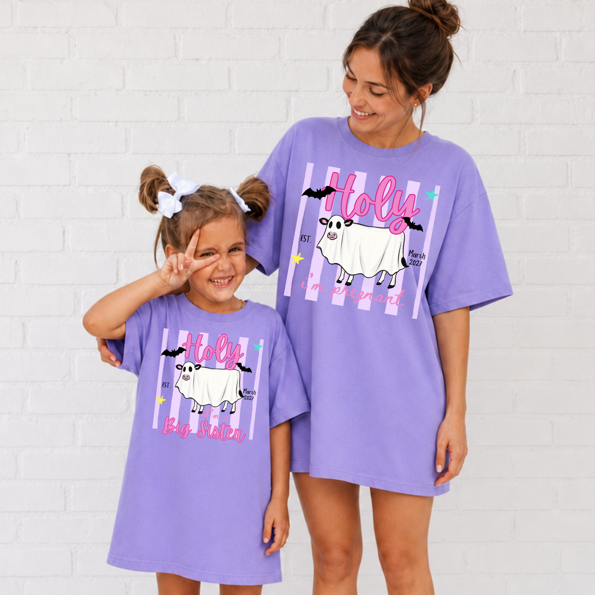 Holy Cow Pregnancy Announcement Shirt | Personalized Halloween Pregnancy Announcement T-Shirt