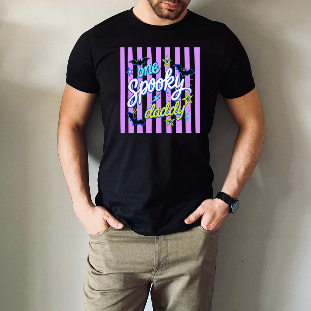One Spooky Dude Birthday Shirt | Halloween First Birthday T-Shirt | Purple Striped