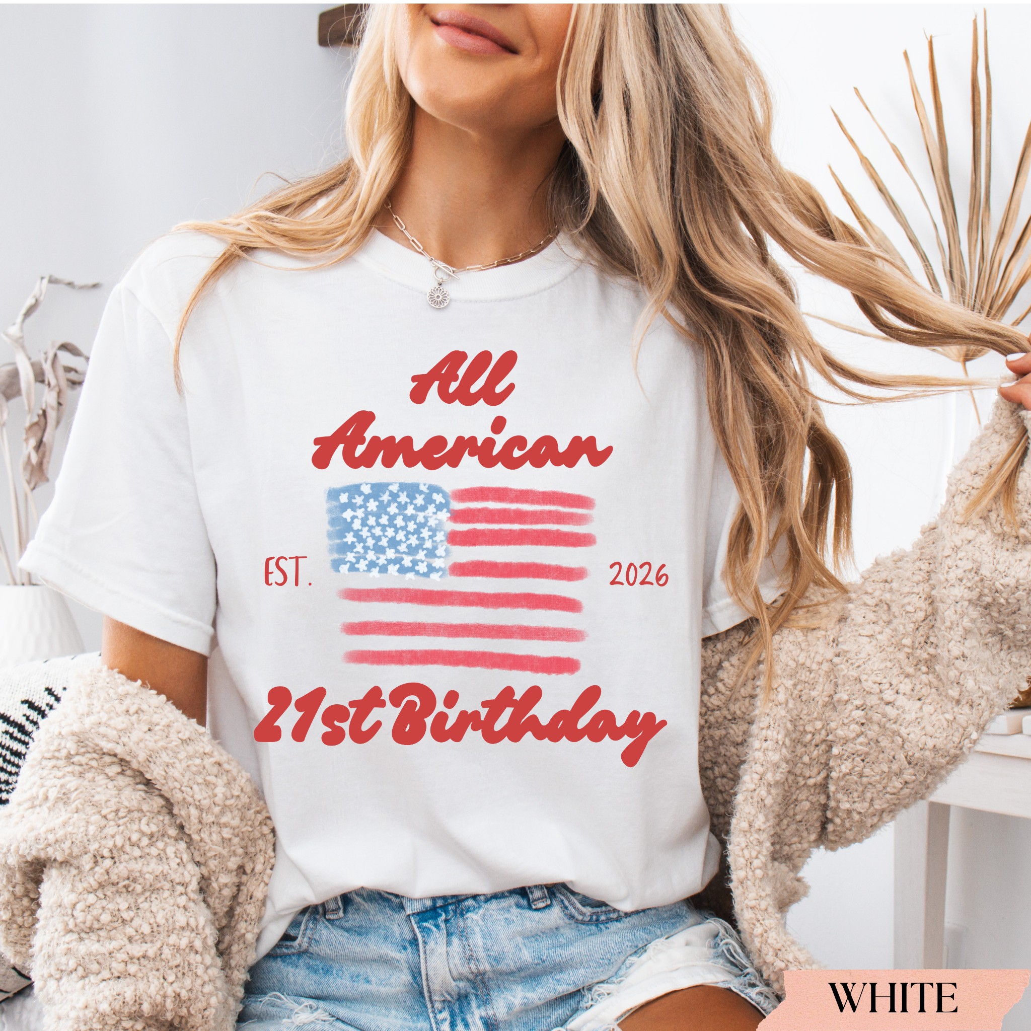All American 21st Birthday Shirt | Personalized USA Flag Birthday T-Shirt