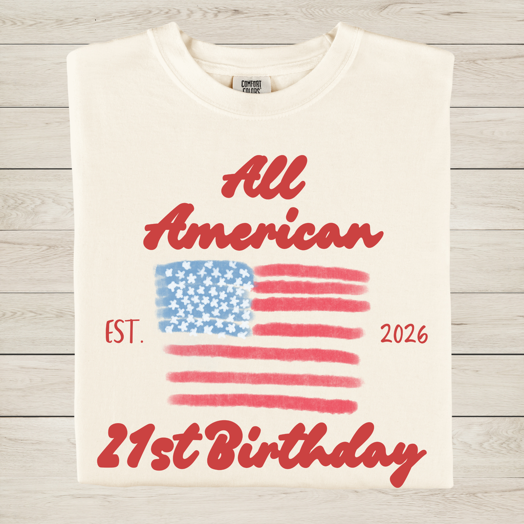 All American 21st Birthday Shirt | Personalized USA Flag Birthday T-Shirt
