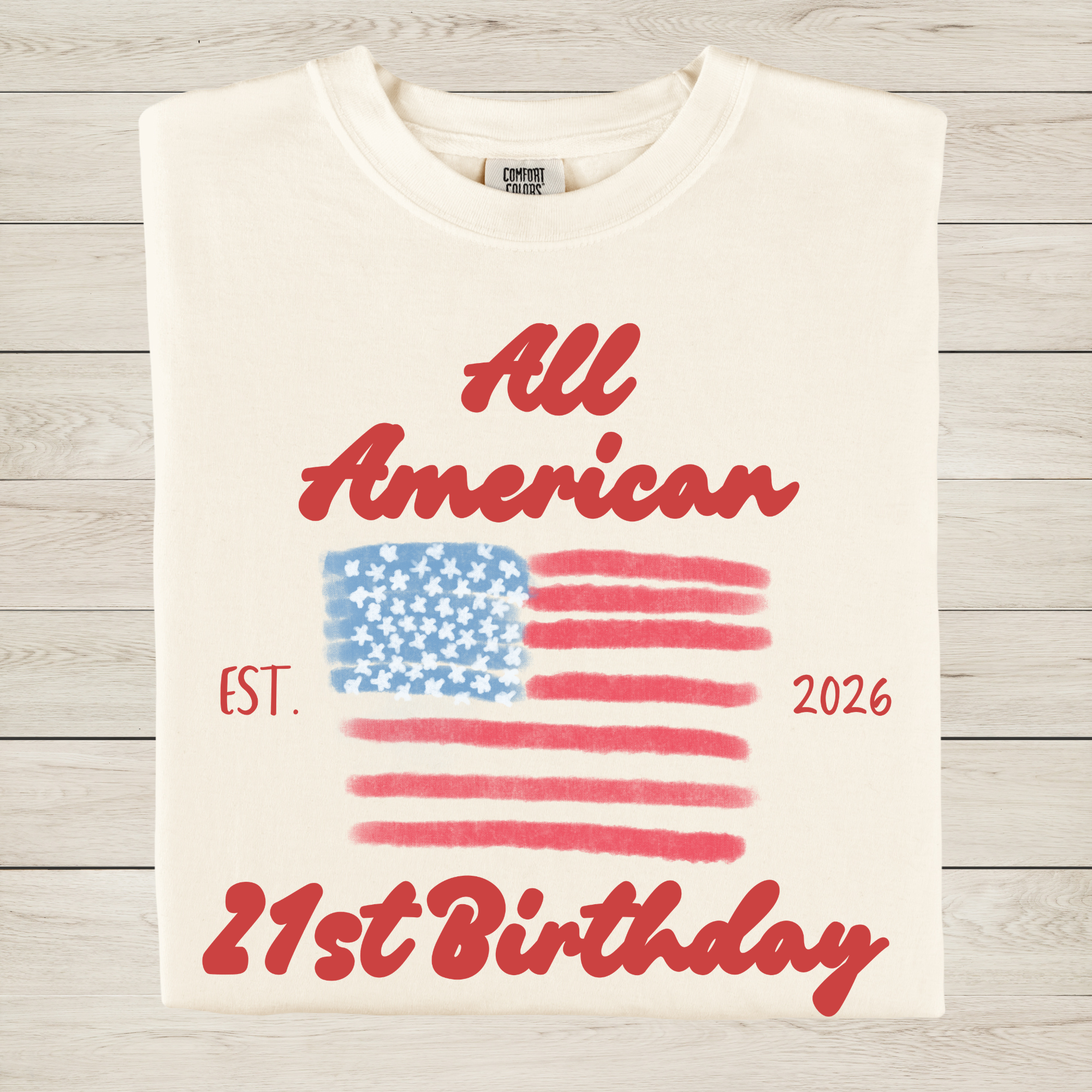 All American 21st Birthday Shirt | Personalized USA Flag Birthday T-Shirt