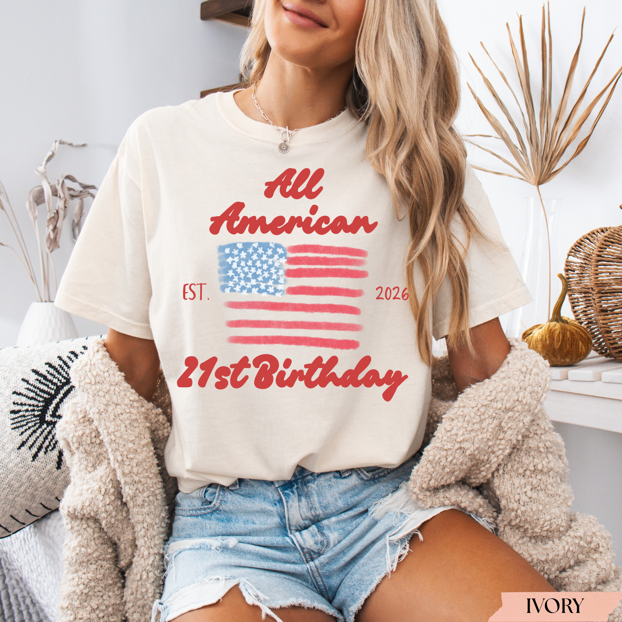 All American 21st Birthday Shirt | Personalized USA Flag Birthday T-Shirt