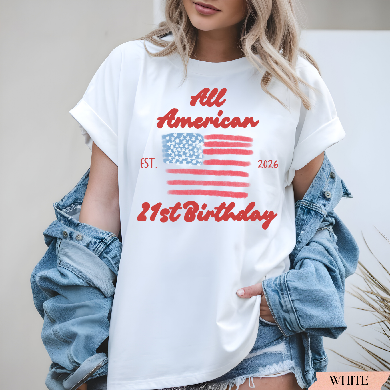 All American 21st Birthday Shirt | Personalized USA Flag Birthday T-Shirt