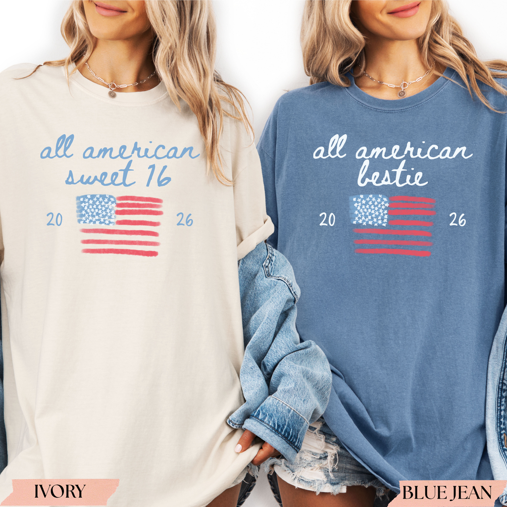 All American Sweet 16 Birthday Shirt | Personalized USA Flag Birthday T-Shirt