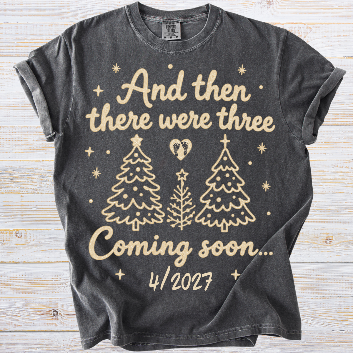 Personalized Christmas Pregnancy Announcement Shirt – And Then There Were Three