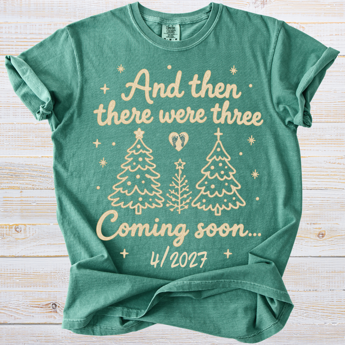 Personalized Christmas Pregnancy Announcement Shirt – And Then There Were Three