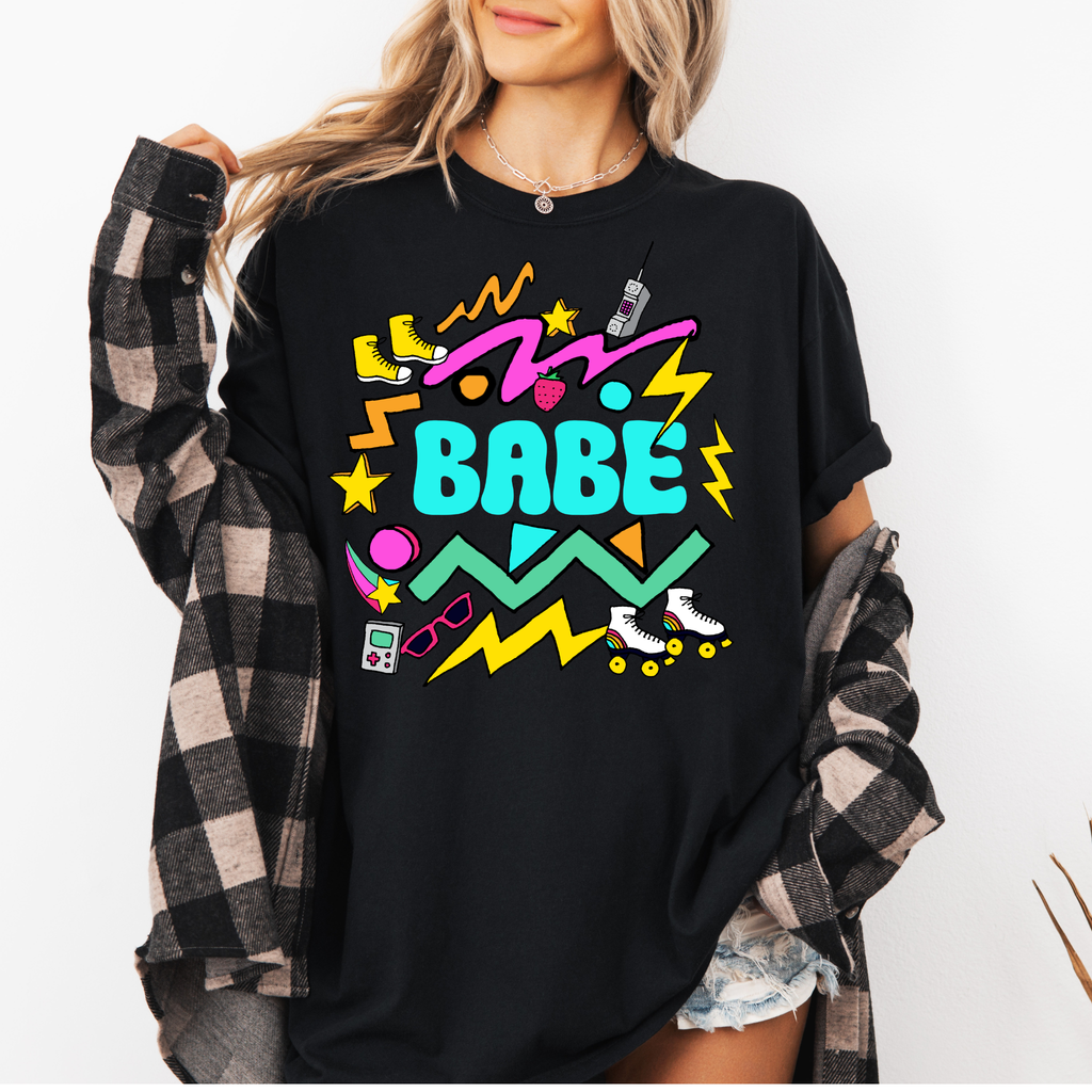 80s Bachelorette Party Shirts | Bride & Babe Matching Bridal Party Tees | Neon Retro
