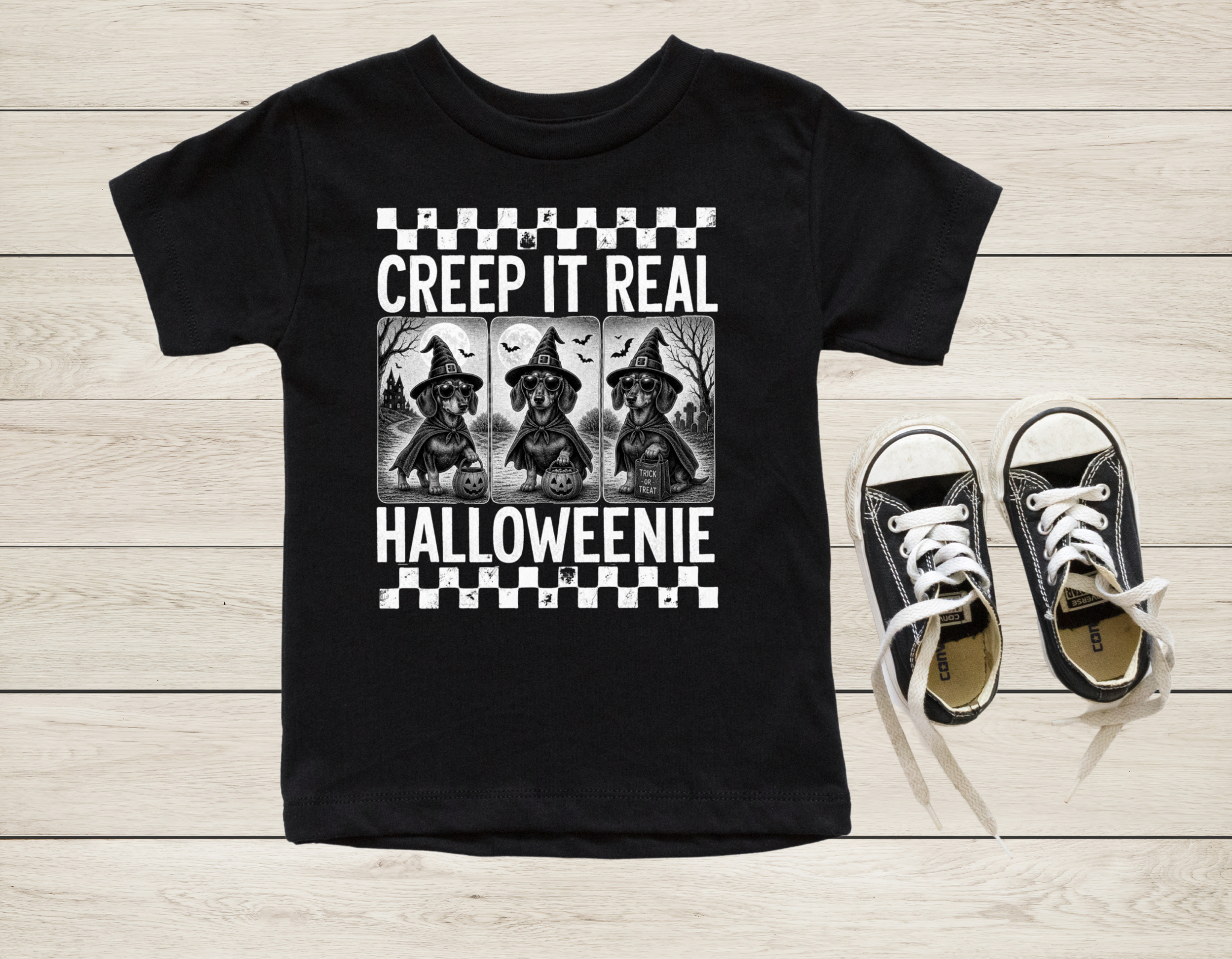 Retro Dachshund Halloween Shirt | Vintage Trick-or-Treat Wiener Dog T-Shirt