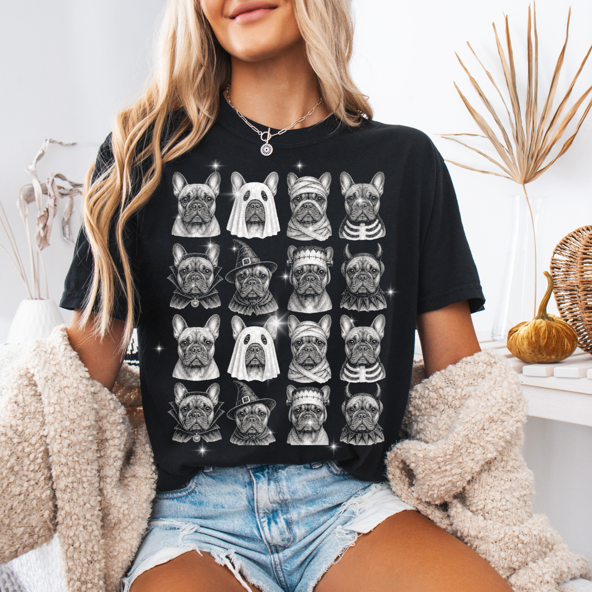 Retro Halloween French Bulldog Shirt | Funny Frenchie Halloween T-Shirt | Comfort Colors® C1717