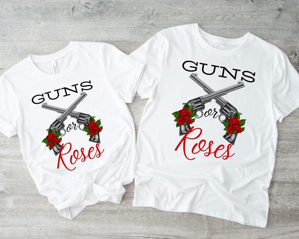 Guns or Roses Gender Reveal Shirt | Funny Western Gender Reveal Tee for Baby Reveal Parties