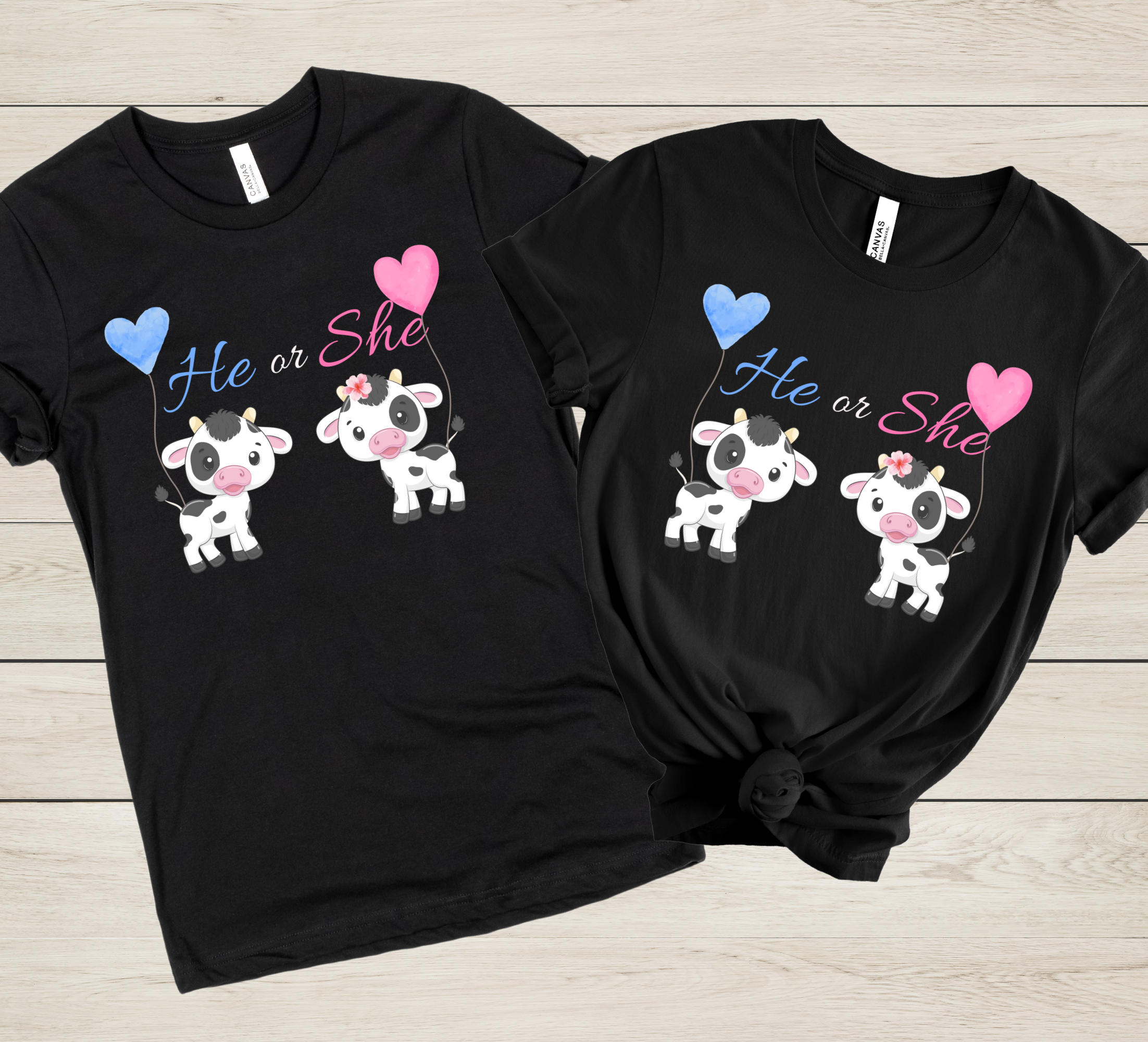 Baby Cow Gender Reveal T-Shirt & Farm Theme Baby Reveal