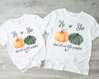 He or She? What Will Our Little Pumpkin Be? Gender Reveal Shirt | Fall Pumpkin Baby Reveal Tee