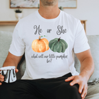 He or She? What Will Our Little Pumpkin Be? Gender Reveal Shirt | Fall Pumpkin Baby Reveal Tee