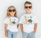 He or She? What Will Our Little Pumpkin Be? Gender Reveal Shirt | Fall Pumpkin Baby Reveal Tee