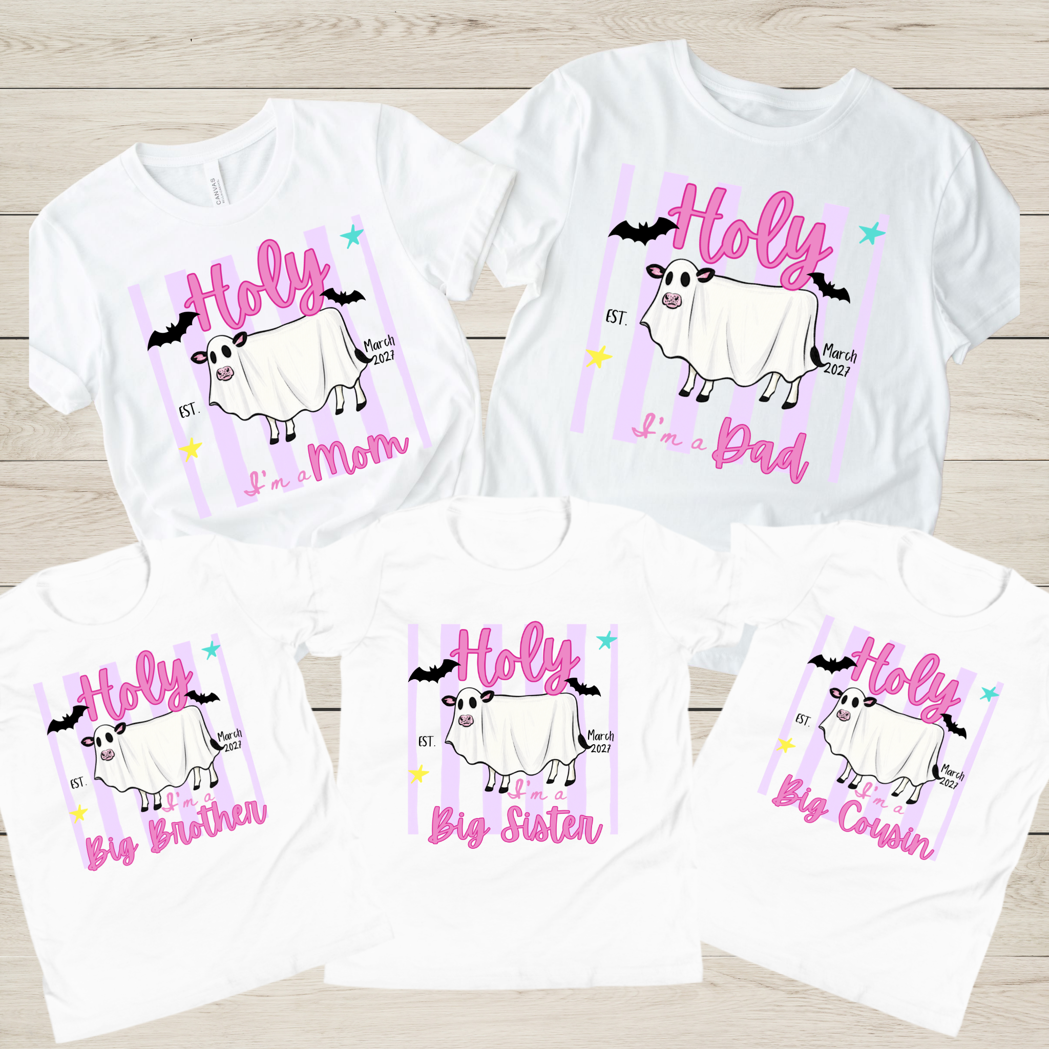 Holy Cow Pregnancy Announcement Shirt | Personalized Halloween Pregnancy Announcement T-Shirt