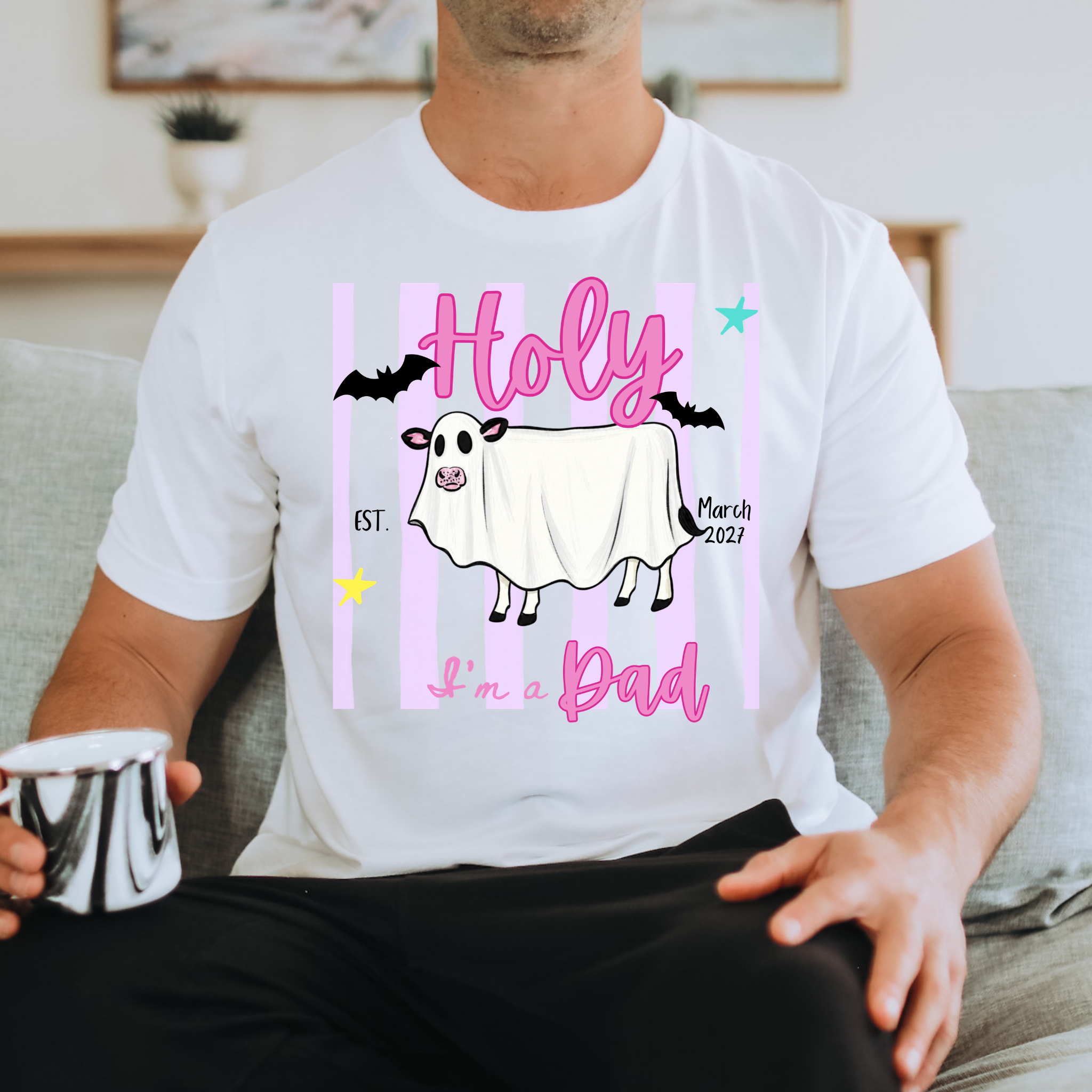 Holy Cow Pregnancy Announcement Shirt | Personalized Halloween Pregnancy Announcement T-Shirt