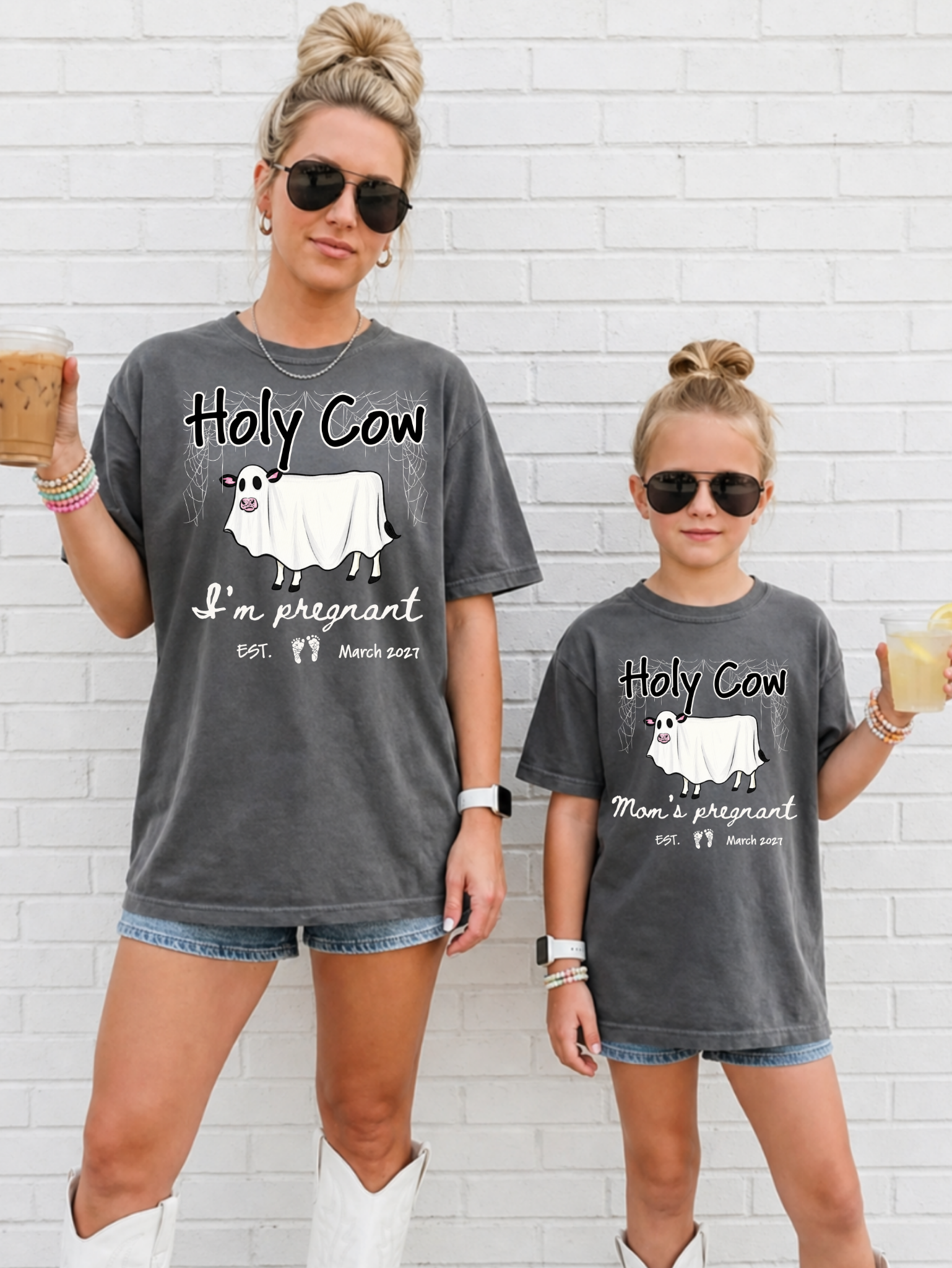 Personalized Holy Cow I'm Pregnant Shirt | Halloween Pregnancy Announcement T-Shirt
