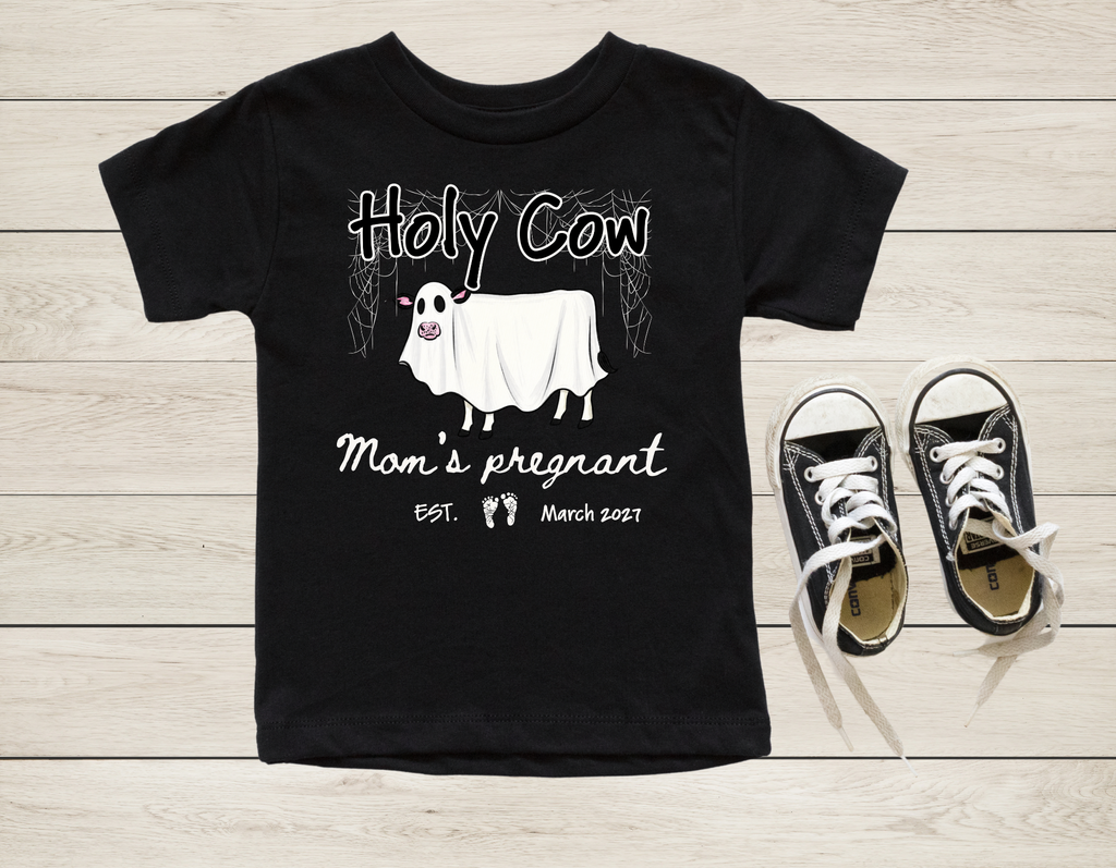 Personalized Holy Cow I'm Pregnant Shirt | Halloween Pregnancy Announcement T-Shirt