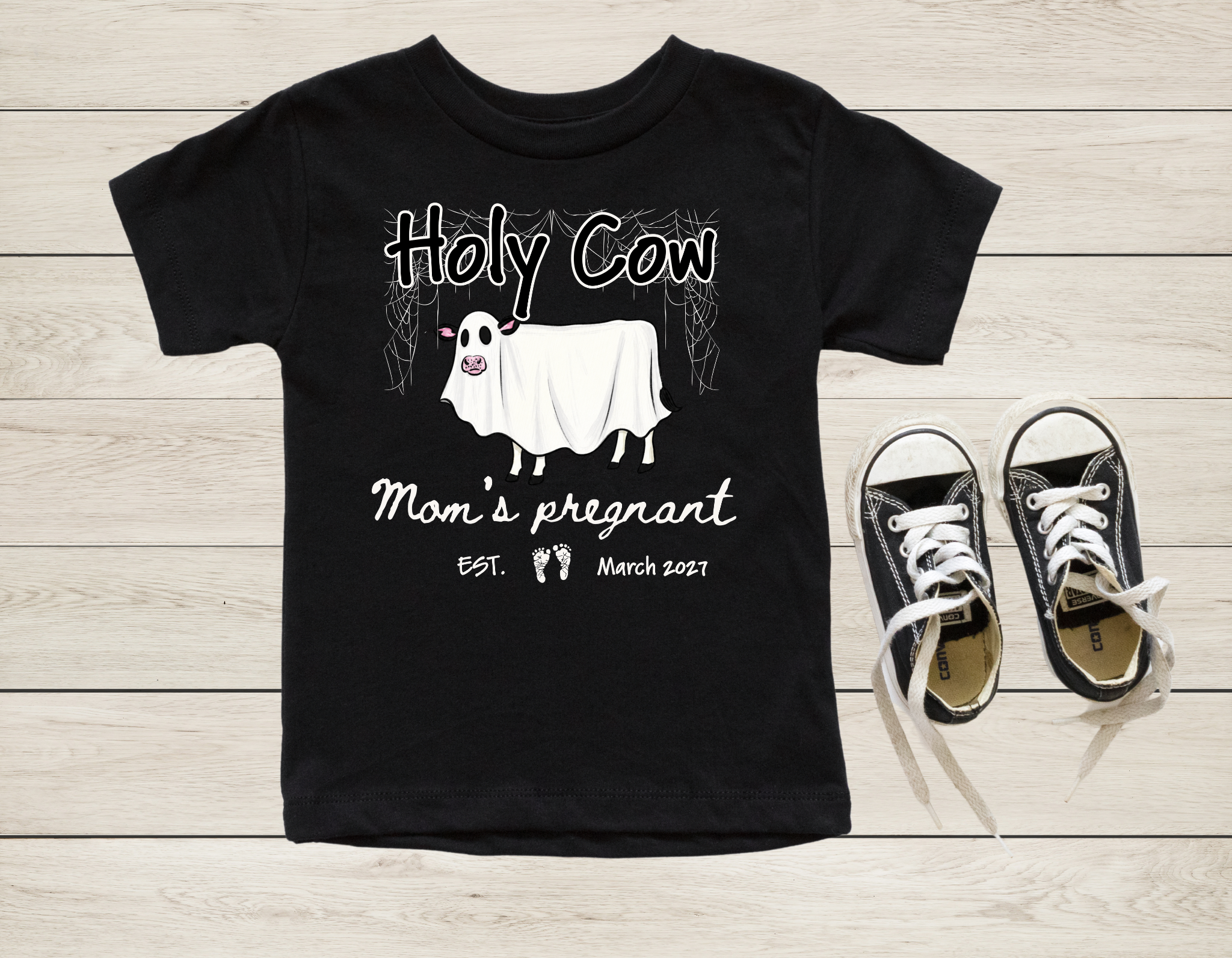 Personalized Holy Cow I'm Pregnant Shirt | Halloween Pregnancy Announcement T-Shirt