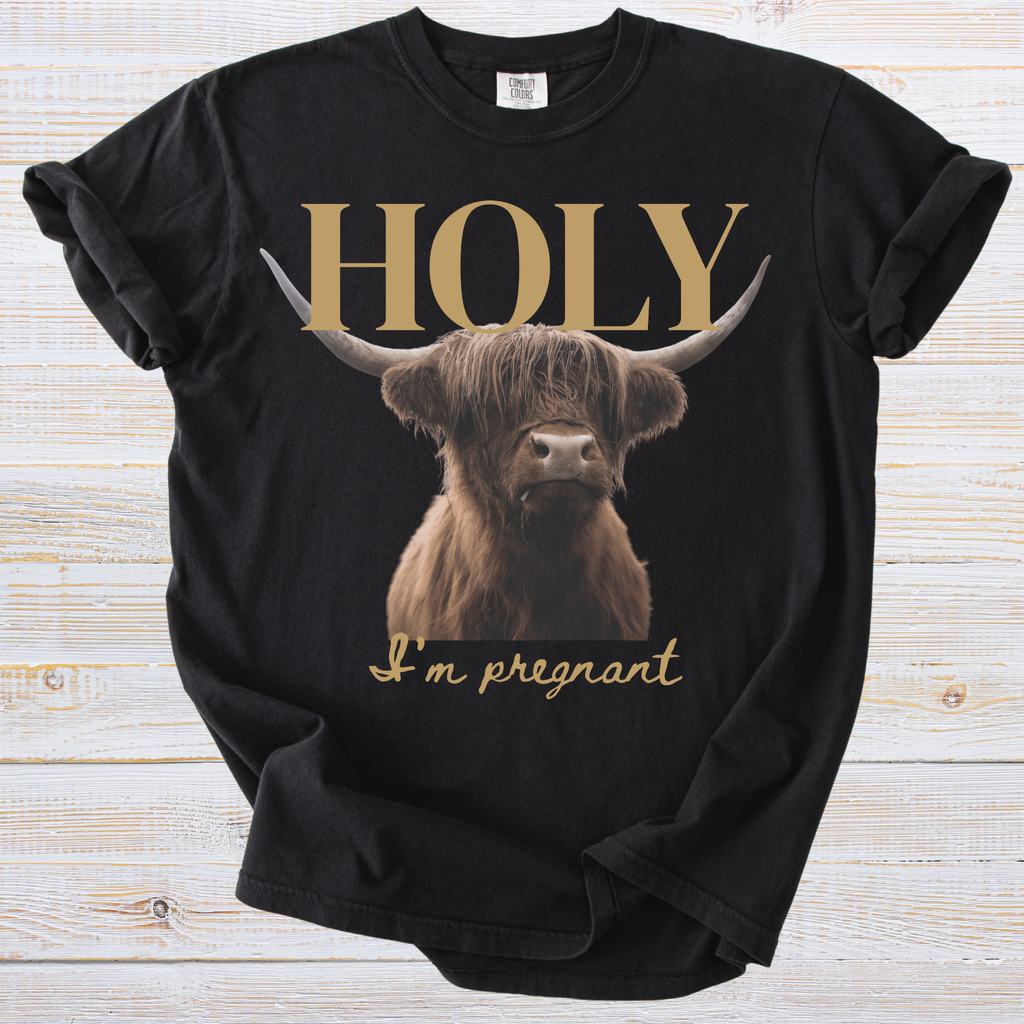 Holy Cow I’m Pregnant Shirt - Scottish Vintage Cow Inspired