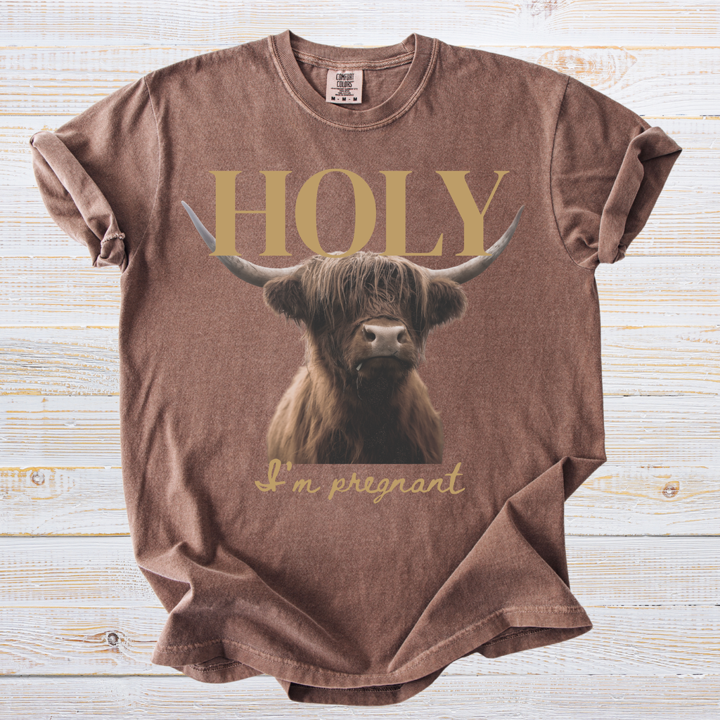 Holy Cow I’m Pregnant Shirt - Scottish Vintage Cow Inspired