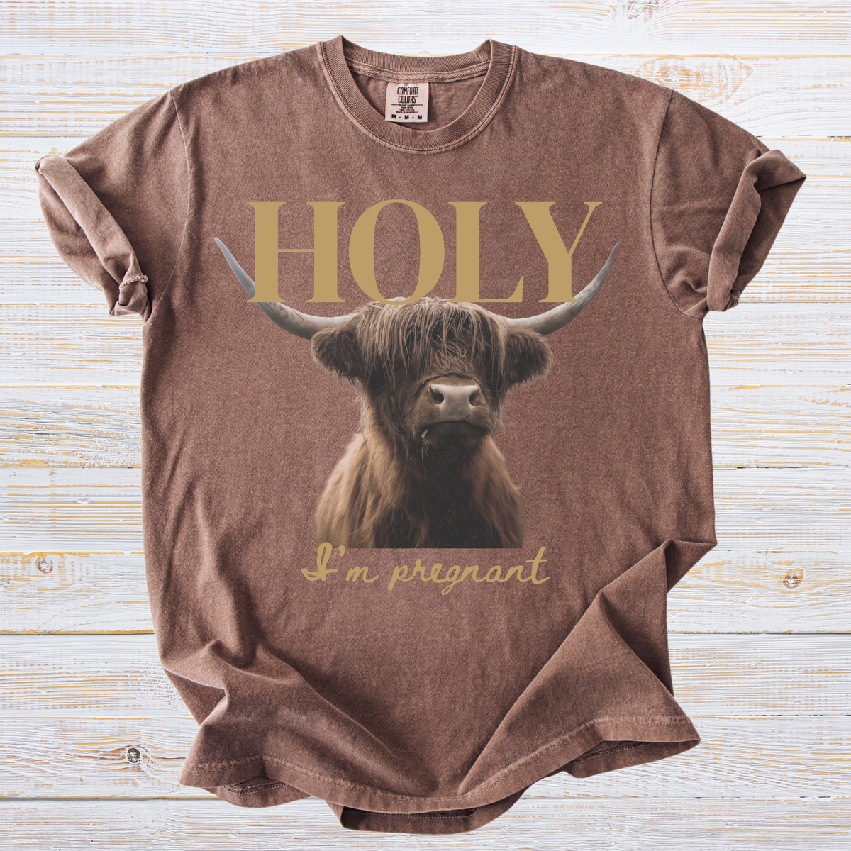 Holy Cow I’m Pregnant Shirt - Scottish Vintage Cow Inspired