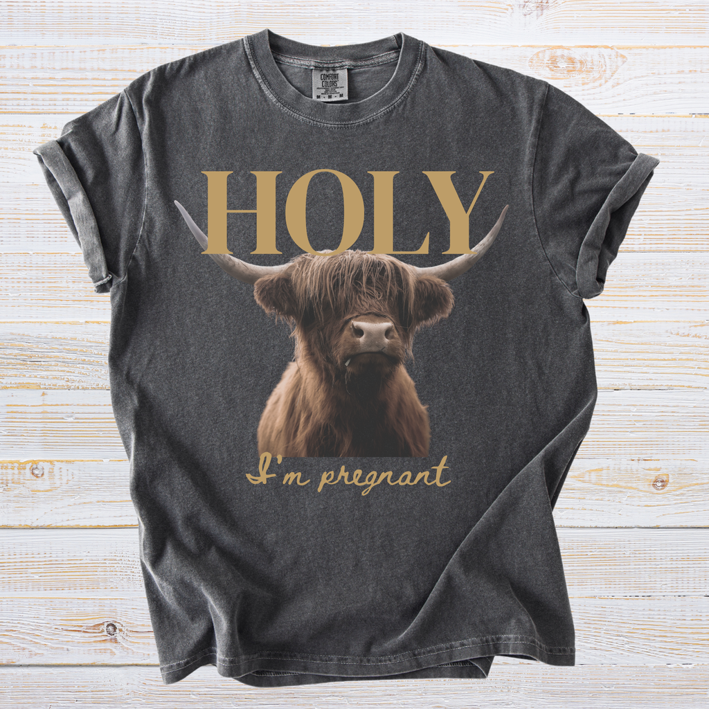 Holy Cow I’m Pregnant Shirt - Scottish Vintage Cow Inspired