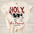 Holy Cow I’m Pregnant Christmas Pregnancy Announcement Shirt | Personalized Due Date