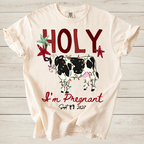 Holy Cow I’m Pregnant Christmas Pregnancy Announcement Shirt | Personalized Due Date