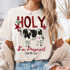 Holy Cow I’m Pregnant Christmas Pregnancy Announcement Shirt | Personalized Due Date
