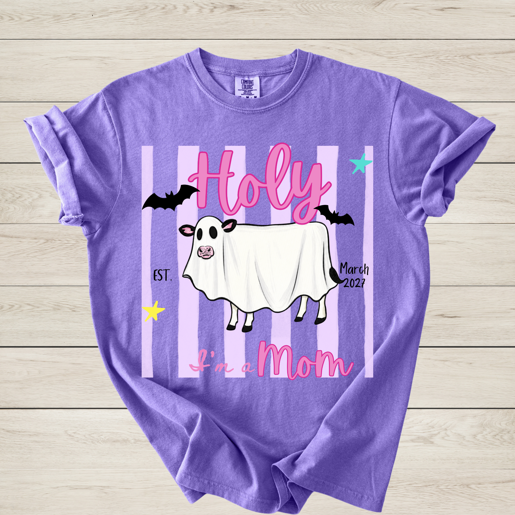Holy Cow Pregnancy Announcement Shirt | Personalized Halloween Pregnancy Announcement T-Shirt