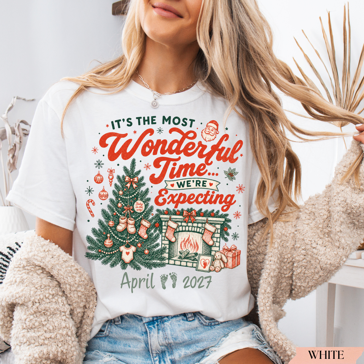 It's the Most Wonderful Time We're Expecting | Christmas Pregnancy Announcement Shirt