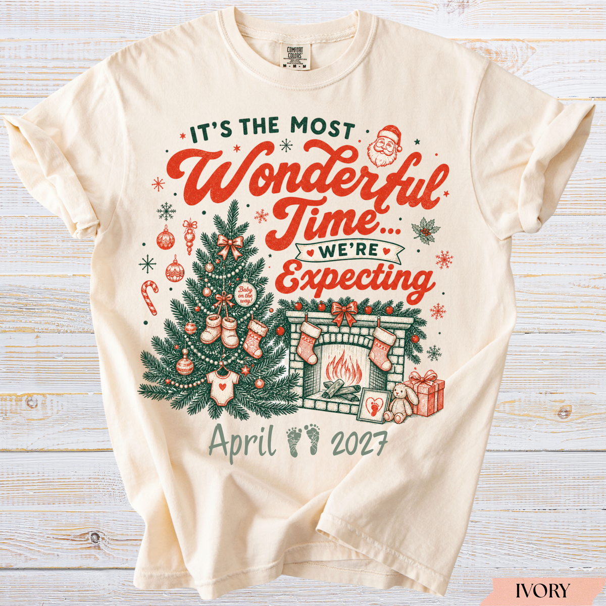 It's the Most Wonderful Time We're Expecting | Christmas Pregnancy Announcement Shirt