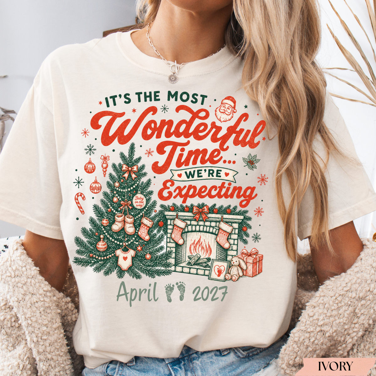 It's the Most Wonderful Time We're Expecting | Christmas Pregnancy Announcement Shirt