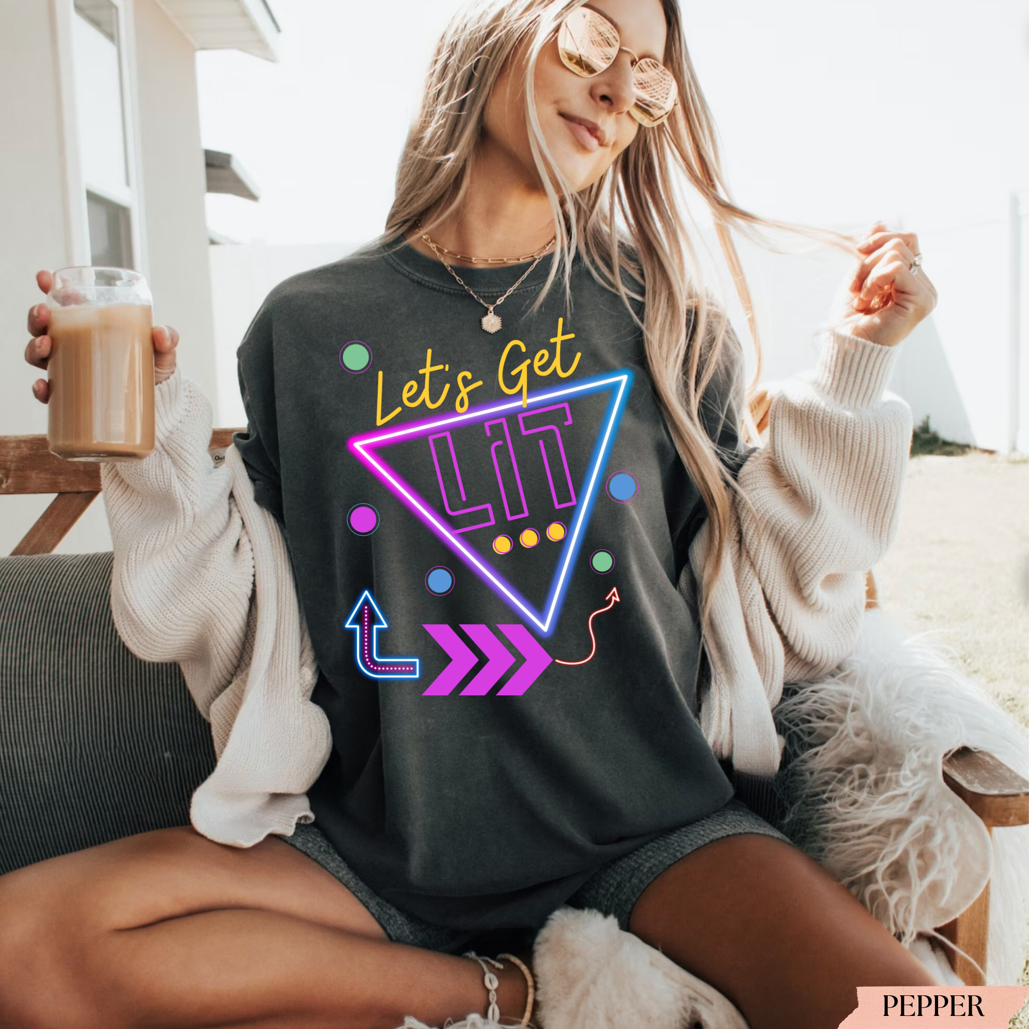 Let's Get Lit 80s Bachelorette Shirt | Neon Retro Bachelorette Party Tee