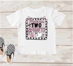 Two Spooky Coquette Halloween Birthday Shirt | Cute Pink Ghost Birthday T-Shirt