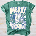 Merry & Pregnant Christmas Pregnancy Reveal Shirt
