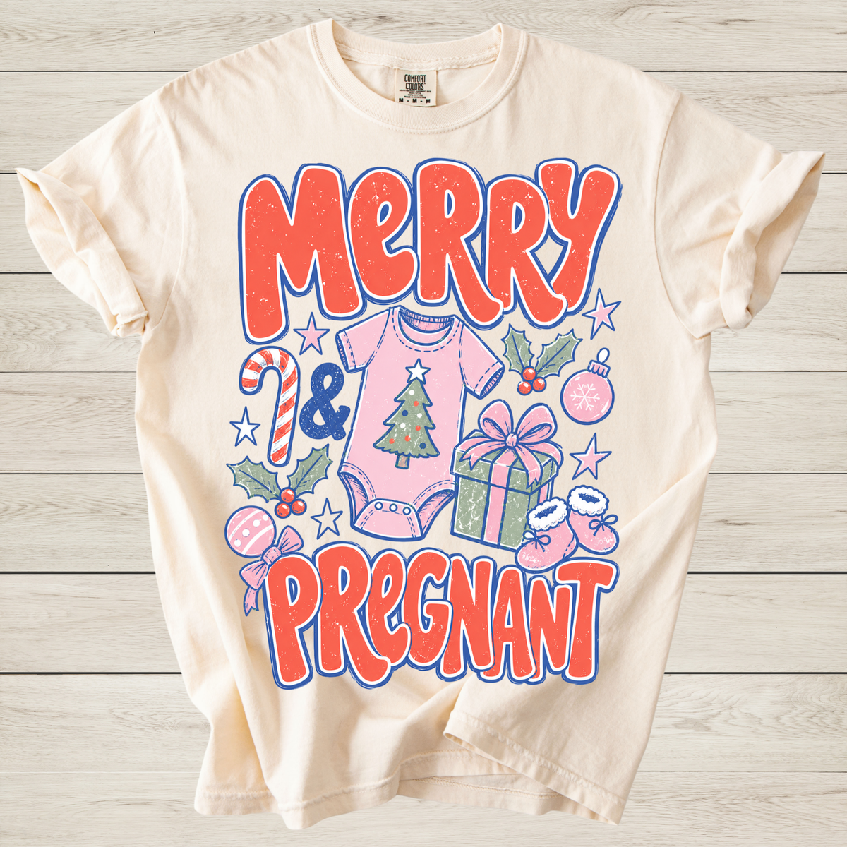 Merry and Pregnant Christmas Shirt | Baby Reveal Shirt