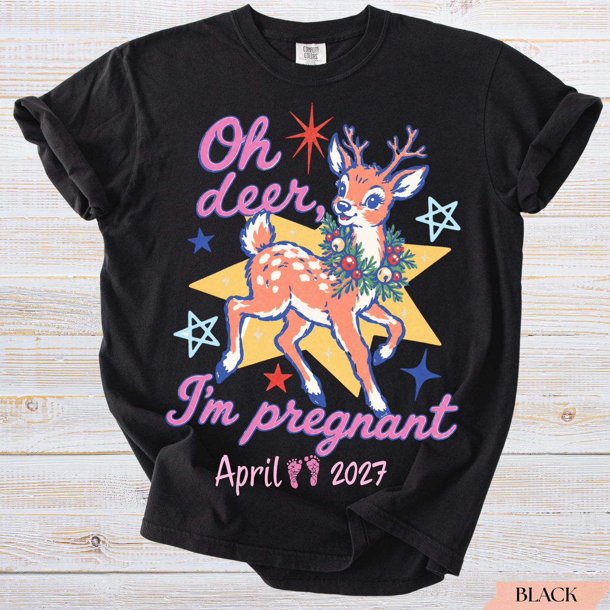 Personalized Oh Deer I'm Pregnant Christmas Pregnancy Announcement Shirt