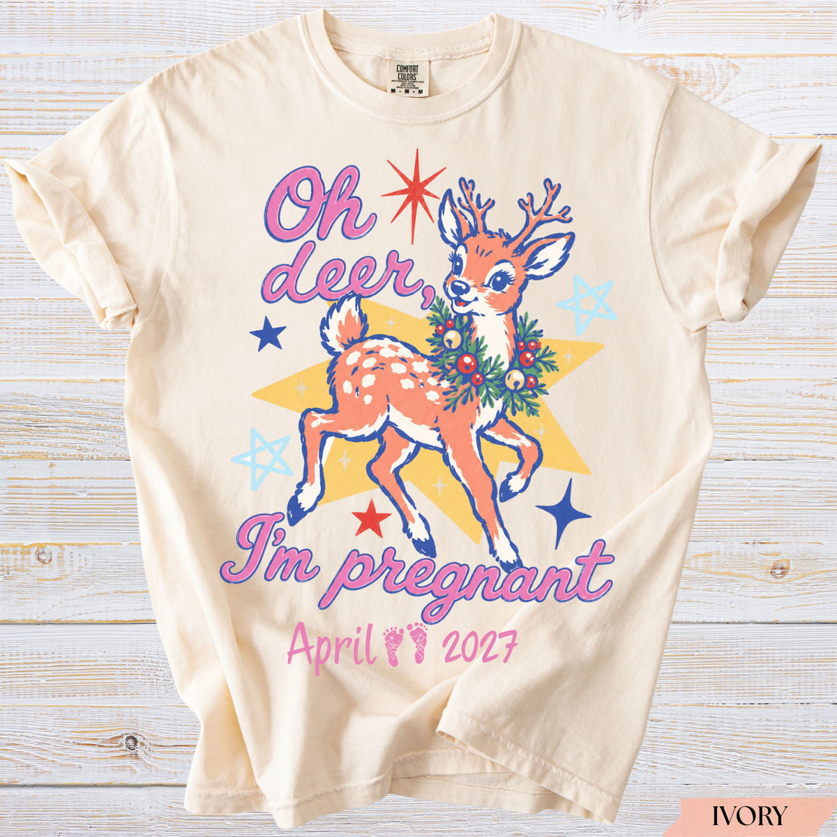 Personalized Oh Deer I'm Pregnant Christmas Pregnancy Announcement Shirt