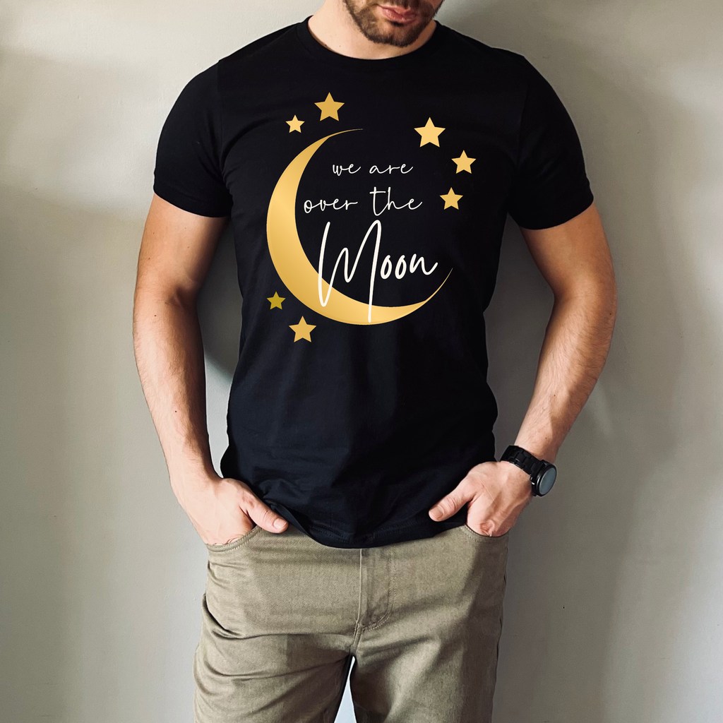 We Are Over the Moon Pregnancy Announcement Shirt | Baby Shower & New Baby Reveal T-Shirt